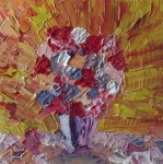 "Douces Roses dans le Soleil" (H1511): Peinture acrylique au couteau sur toile de coton 50x50 cm. Peinture originale et unique, signée, livrée avec certificat d'authenticité et facture. Emballage soigné, oeuvre bien protégée. Pour visualiser d'autres peintures d'Anna CHIMARAS, site officiel de l'Artiste: www.annachimaras.com 